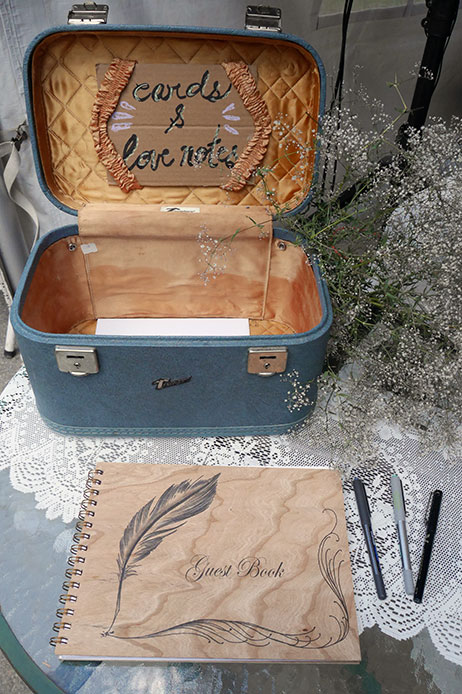 Guest book for an outdoor wedding at the Rams Head Inn at Red Mountain